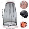 PHOGARY Mosquito Head Net Mesh, Head Face Neck Face Cover Fly Netting Hood from Midges Bugs Gnats, Fits Hats & Caps, 4 Pack with Carry Bags, Black view 3
