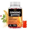 Auranic 60 Count Asian Panax Ginseng Gummies 1500mg Supplements for Men and Women, Energy Maca Ginseng Root Extract Gummies for Memory & Immunity Support, Pectin-Based Apple Flavored Chews Gummy view 1