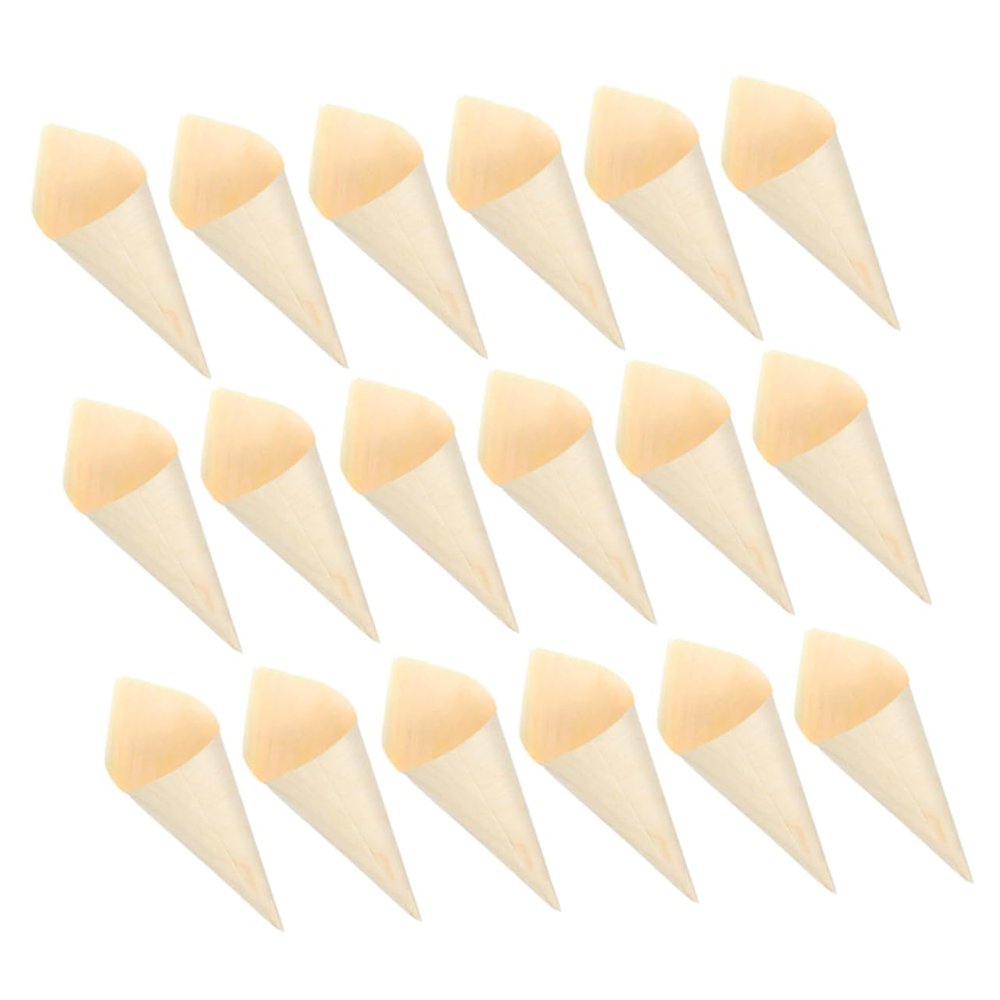 MAGICLULU 50pcs Ice Cream Cones for Party Events Charcuterie Holders Miniature Ice Cones Crafted from Sustainable Wood