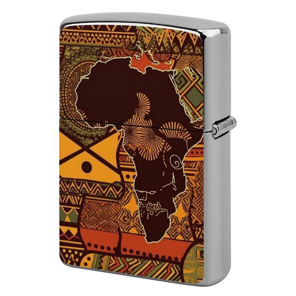 African Map Ethnic Pattern Lighter Case, Personalized Metal Lighter Sleeve, Double-Sided Lighters Cover for Standard Lighters, Stylish & Unique Idea