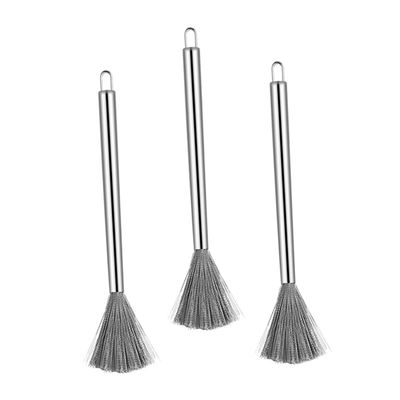 Kisangel 3pcs Stainless Steel Pot Cleaning Brush Dish Brush Long Handle for Cleaning Kitchen