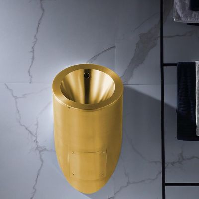 Wall-mounted Stainless Steel Urinal for Man, Intelligent Flushing Urinals for Men's Adult, Household/Commercial Sensor Male Toilet, Public Toilet Urinal, Adult Urinal for Bathroom Garage Bar,Gold