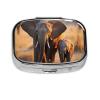 Cute Elephant Baby and mom Pill Box 2 Compartment Square Portable Pill Case for Pocket or Purse Small Weekly Medicine Planner Travel Pillbox with Mirror Decorative Metal Vitamin Holder Gifts view 2