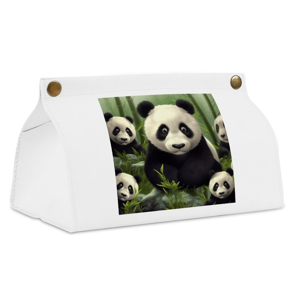 Cute Panda White Tissue Box Cover Rectangle PU Leather Cover for Tissue Boxes Modern Tissue Holder for Bathroom Office Tissue Holders Decorative Cute Napkin Holder for Kitchen Bedroom