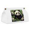 Cute Panda White Tissue Box Cover Rectangle PU Leather Cover for Tissue Boxes Modern Tissue Holder for Bathroom Office Tissue Holders Decorative Cute Napkin Holder for Kitchen Bedroom view 1