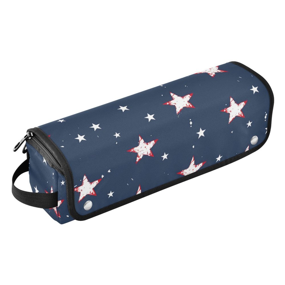 Foiosoh Hot Hair Tools Travel Bag and Heat Resistant Mat Large Hair Straigheners Travel Case for Curling Iron Straightener Flat Hair Dryer, White Stars Blue Background