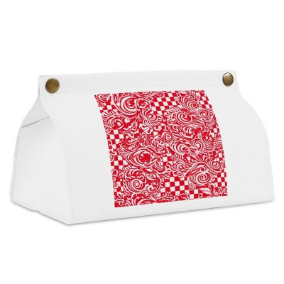Red White White Tissue Box Cover Rectangle PU Leather Cover for Tissue Boxes Modern Tissue Holder for Bathroom Office Tissue Holders Decorative Cute Napkin Holder for Kitchen Bedroom