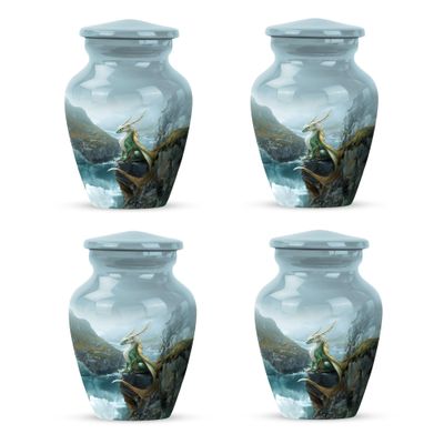 JAGSHASHI Dragon Keepsake Memorial Funeral Urn - Tiny Cremation Urns for Human Ashes Adult Female - Small Cremation Urn for Ashes for Women - Burial Urns - 3 Inch Set of 4
