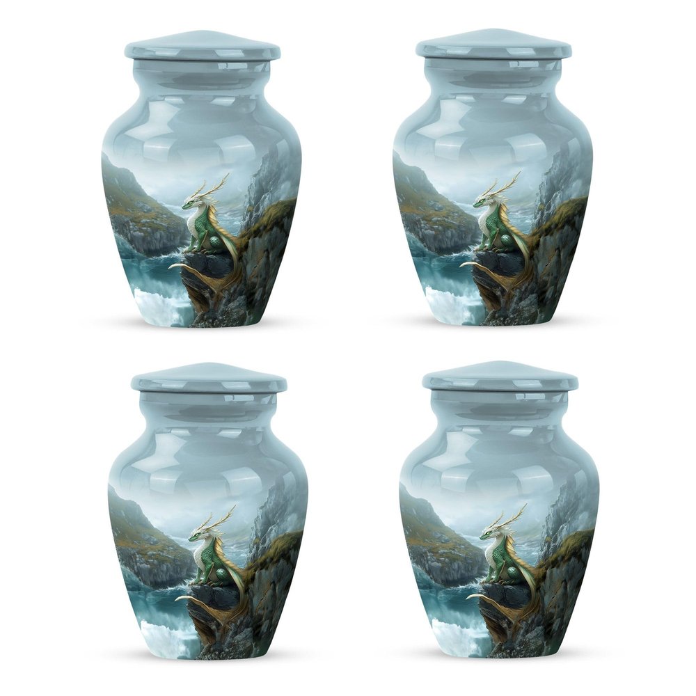 JAGSHASHI Dragon Keepsake Memorial Funeral Urn - Tiny Cremation Urns for Human Ashes Adult Female - Small Cremation Urn for Ashes for Women - Burial Urns - 3 Inch Set of 4