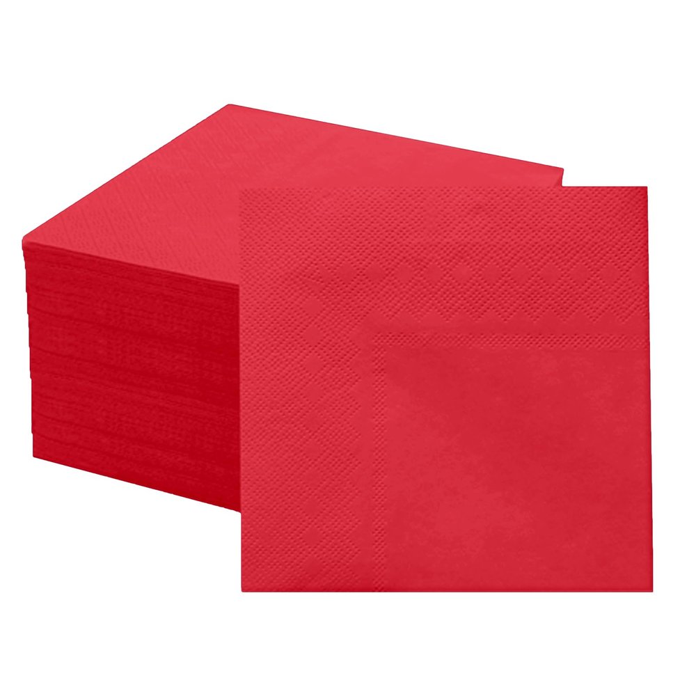 100 Pieces 2-ply Red Napkin Disposable Cocktail Napkins Dessert Napkins for Dinner Wedding Birthday Party Bridal Anniversary Reception Event (Red)
