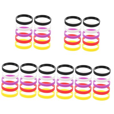 GALPADA 10pcs Silicone Wristbands Sports Bracelets Colors White Yellow Red Black for Events Team Activities and