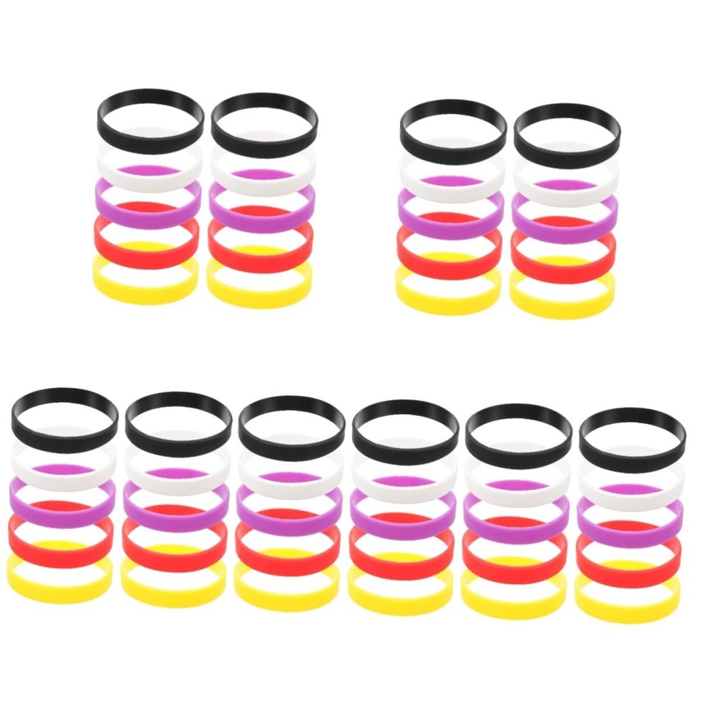 GALPADA 10pcs Silicone Wristbands Sports Bracelets Colors White Yellow Red Black for Events Team Activities and