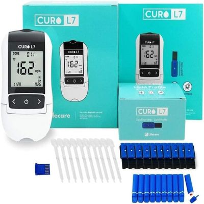 10 x Test Strips HOME Cholesterol Test Kit CUROfit L7 Professional Grade All in One Included 1 x Test Device, 10 x Test Strips, Lancets & EziTube Rod