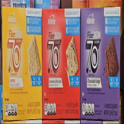 Fiber NOW 70 Calories Soft Millville Baked Bars Lemon, Chocolate Fudge, Cinnamon Coffee Cake 5.29oz 150g (Three Boxes)