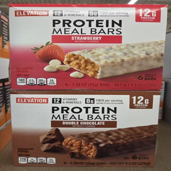 Elevation Meal Bars Strawberry and Double Chocolate 9.5oz 270g (Two Boxes)