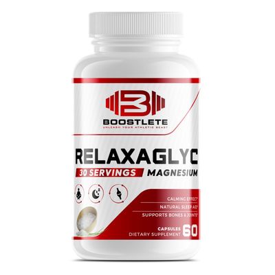 Boostlete RelaxaGlyc Magnesium Glycinate Supplement Supports Relaxation, Restful Sleep, Muscle & Nerve Function 60 Easy-to-Swallow Softgels High Absorption Formula Made in USA