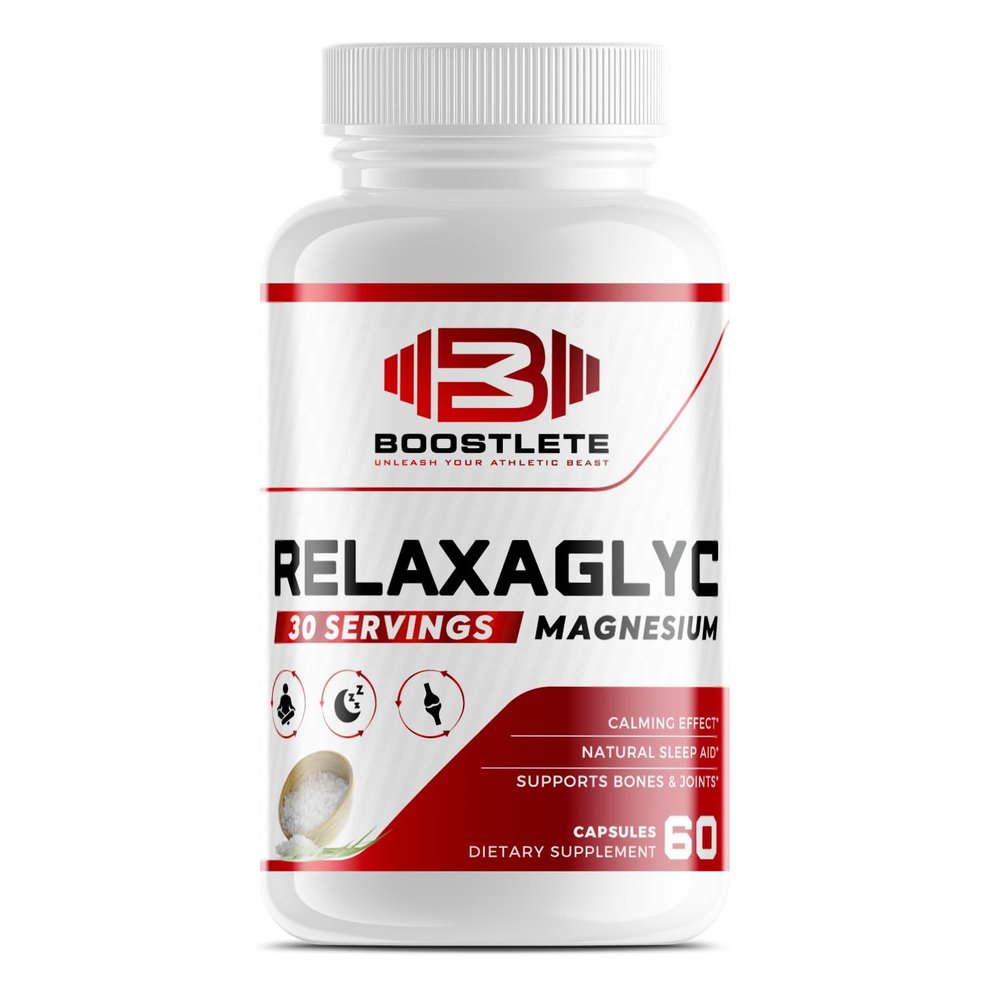 Boostlete RelaxaGlyc Magnesium Glycinate Supplement Supports Relaxation, Restful Sleep, Muscle & Nerve Function 60 Easy-to-Swallow Softgels High Absorption Formula Made in USA