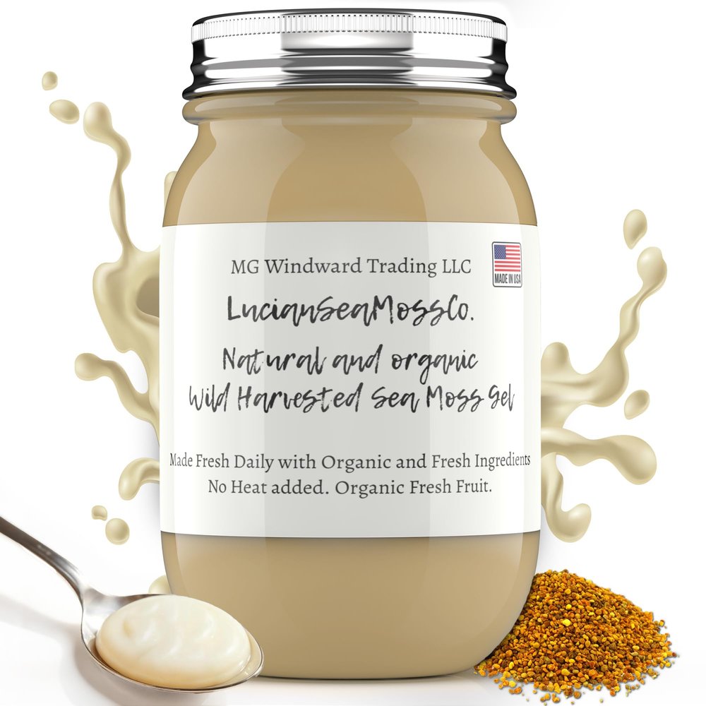 Pure Certified Wild Harvested Organic Sea Moss Gel Made Fresh (16 ounce, Bee Pollen)