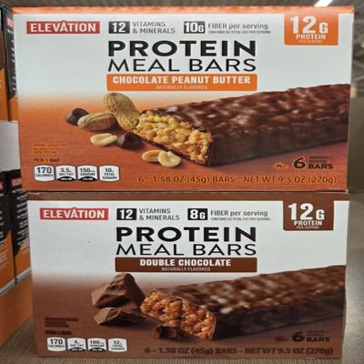 Elevation Meal Bars Chocolate Peanut Butter and Double Chocolate 9.5oz 270g (Two Boxes)