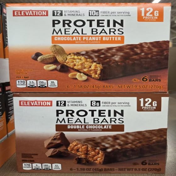 Elevation Meal Bars Chocolate Peanut Butter and Double Chocolate 9.5oz 270g (Two Boxes)
