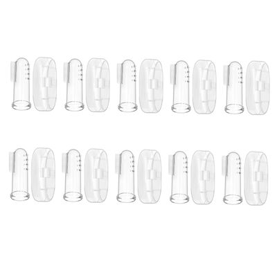 SHERCHPRY 10sets Finger Toothbrushes Silicone Boy Girl Oral Massagers with Storage Cases Double-Sided Design for Teething Relief and Teeth Cleaning Food-Grade Safe for Gums and Teeth