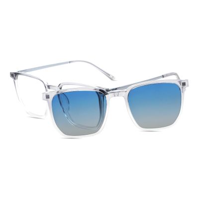 HELES Oversize Full Rim Sprin Hinge Blue Light Blocking Reading Glasses Magnetic Clip On Polarized Sunglasses UV400 Driving Computer Glasses-#1 Grey||+2.25 Strength