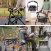 Rollator Walker Seat and Backrest Rollbar Covers Set Easy to Use Rollator Storage Under Seat Bag Folding UnderSeat Walker Pouch for Seniors, Moon Mushroom Skeleton view 2
