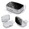 Small Pill Case, Travel Pill Box, Black White Glitterprinting Pill Case,Portable Pill Organizer,Two Compartments Travel Pill Organizer,Portable Pill Container Medicine Vitamin Organizer view 2
