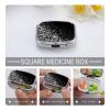 Small Pill Case, Travel Pill Box, Black White Glitterprinting Pill Case,Portable Pill Organizer,Two Compartments Travel Pill Organizer,Portable Pill Container Medicine Vitamin Organizer view 4