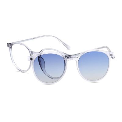 HELES Retro Round Spring hinge Full Rim Blue Light Blocking Reading Glasses Magnetic Clip On Polarized Sunglasses UV400 Driving Computer Glasses-#1 Grey||+3.50 Strength
