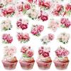 40Pcs Edible Peony Cupcake Toppers Peonies Flower Blossoms Cupcake Picks for Floral Mother's Day Bridal Shower Engagement Floral Wedding Girls Birthday Cupcake Decorations view 1