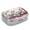 Small Pill Case, Travel Pill Box, Cat and Cherryprinting Pill Case,Portable Pill Organizer,Two Compartments Travel Pill Organizer,Portable Pill Container Medicine Vitamin Organizer view 3