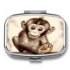 Small Pill Case, Travel Pill Box, Cute Monkeyprinting Pill Case,Portable Pill Organizer,Two Compartments Travel Pill Organizer,Portable Pill Container Medicine Vitamin Organizer view 1