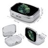 Small Pill Case, Travel Pill Box, Green Leaf Shapeprinting Pill Case,Portable Pill Organizer,Two Compartments Travel Pill Organizer,Portable Pill Container Medicine Vitamin Organizer view 2
