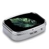 Small Pill Case, Travel Pill Box, Green Leaf Shapeprinting Pill Case,Portable Pill Organizer,Two Compartments Travel Pill Organizer,Portable Pill Container Medicine Vitamin Organizer view 3