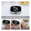 Small Pill Case, Travel Pill Box, Green Leaf Shapeprinting Pill Case,Portable Pill Organizer,Two Compartments Travel Pill Organizer,Portable Pill Container Medicine Vitamin Organizer view 4