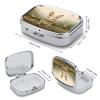 Small Pill Case, Travel Pill Box, Sit on The Grassprinting Pill Case,Portable Pill Organizer,Two Compartments Travel Pill Organizer,Portable Pill Container Medicine Vitamin Organizer view 2