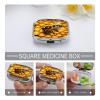 Small Pill Case, Travel Pill Box, Yellow Honeyprinting Pill Case,Portable Pill Organizer,Two Compartments Travel Pill Organizer,Portable Pill Container Medicine Vitamin Organizer view 4