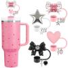6PCS Cute Straw Covers Cap For 30&40 oz Stanley Cup, Reusable Y2K Cute Glitter Star Heart Bow Straw Toppers For Party Gifts view 1