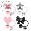 6PCS Cute Straw Covers Cap For 30&40 oz Stanley Cup, Reusable Y2K Cute Glitter Star Heart Bow Straw Toppers For Party Gifts view 2