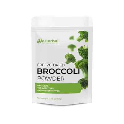 eHerbal 100% Freeze-Dried Broccoli Powder Supergreen Food Non-GMO Rich in Nutrients Natural Herbal Flavoring for Cooking & Blending 2.43oz