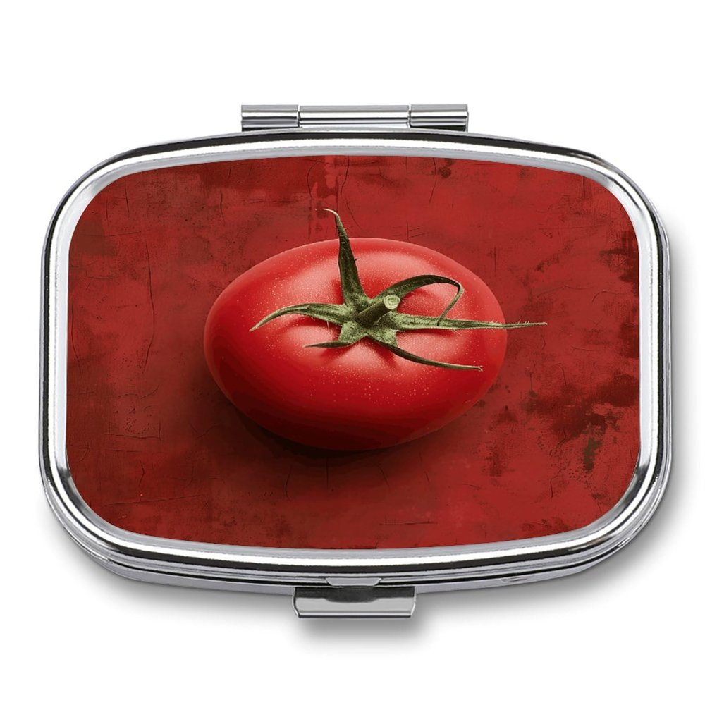 Small Pill Case, Travel Pill Box, Tomatoes on The Wallprinting Pill Case,Portable Pill Organizer,Two Compartments Travel Pill Organizer,Portable Pill Container Medicine Vitamin Organizer