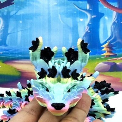 24 Inches 3D Printed Dragon with Dragon Egg, Articulated Rainbow Cherry Blossom, Fidget ADHD Autism Toy D060-DR-24