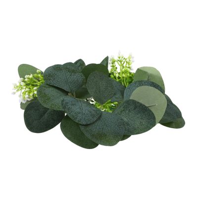 Alipis Artificial Eucalyptus Candle Wreath Spring Greenery Candle Ring for Pillar Farmhouse Tabletop Decor Wedding Party Centerpiece 10-Inch Size