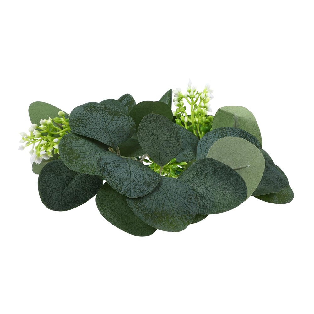 Alipis Artificial Eucalyptus Candle Wreath Spring Greenery Candle Ring for Pillar Farmhouse Tabletop Decor Wedding Party Centerpiece 10-Inch Size