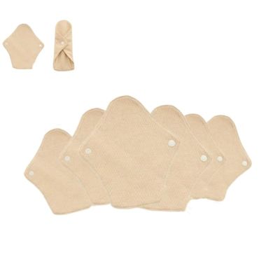6-Pack Cotton Reusable Panty Liners - Washable Menstrual Pads with for Postpartum, Incontinence & Light Flow (7.1" Thin Design)