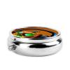 Halloween Pumpkin with Headphones Print Mini Pill Box, Cute Round 3 Partitions Small Pill Cases Organizer for Purse Pocket, Gifts, Travel view 3