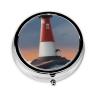Lighthouse Print Mini Pill Box, Cute Round 3 Partitions Small Pill Cases Organizer for Purse Pocket, Gifts, Travel view 1