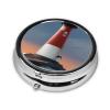 Lighthouse Print Mini Pill Box, Cute Round 3 Partitions Small Pill Cases Organizer for Purse Pocket, Gifts, Travel view 2