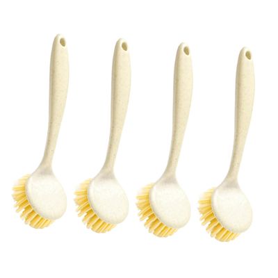 NOLITOY 4pcs Dish Scrubber Brush Stove Cleaning Brush Long Handle Dish Cleaning Tools for Kitchen